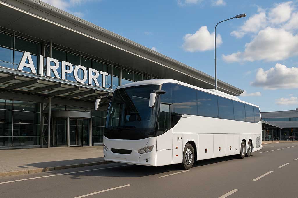 Turistbuss parkerad vid Landvetter Airport