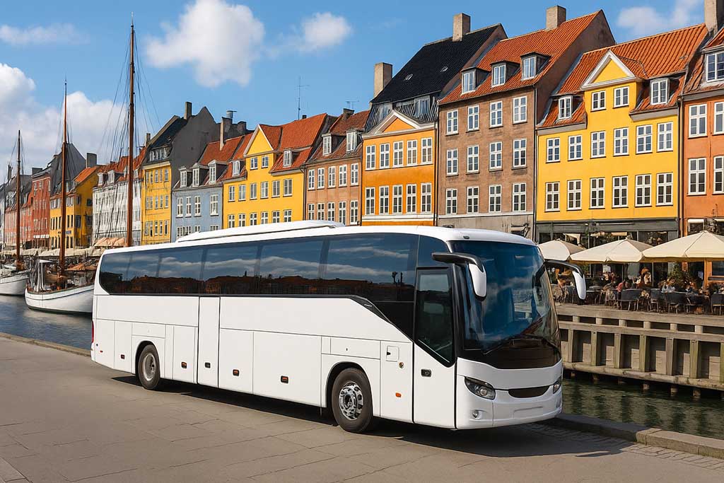 Turistbuss från Malmö parkerad i Köpenhamn