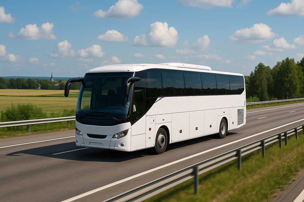 Turistbuss som kör sträckan Uppsala-Stockholm
